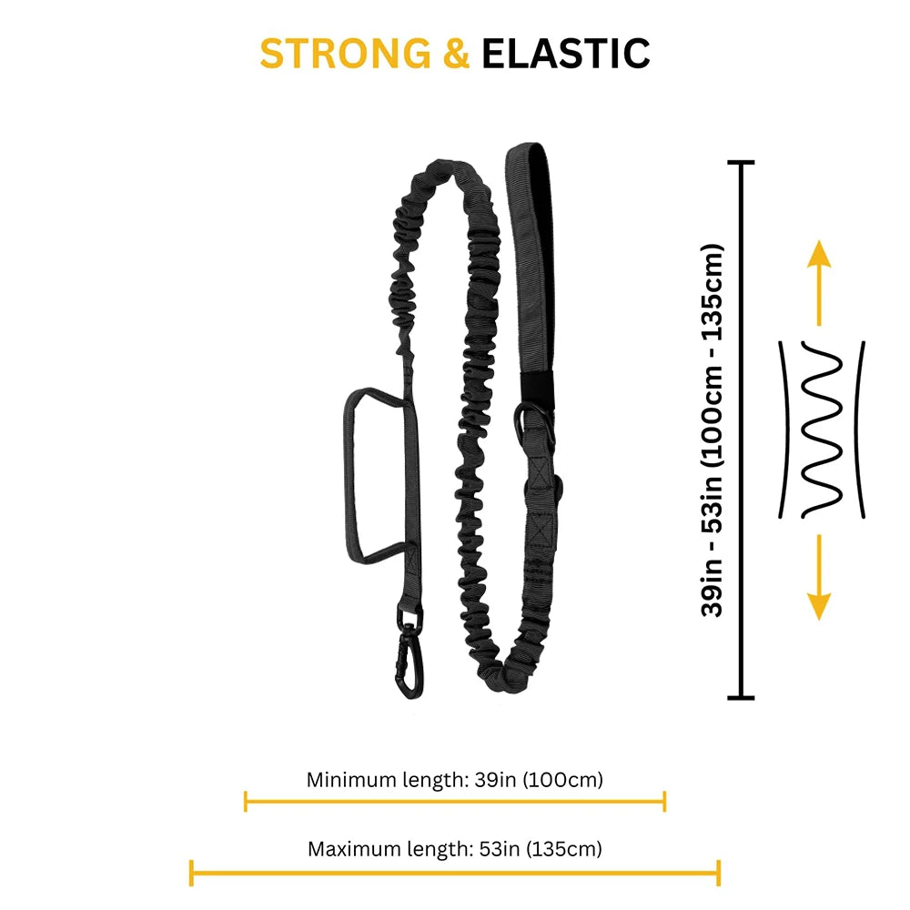 Adjustable Tactical Dog Leash – Elastic Training Lead with Dual Control Handles