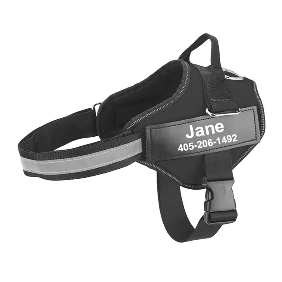 No-Pull Reflective Dog Harness – Adjustable Breathable Vest with Custom ID Patch