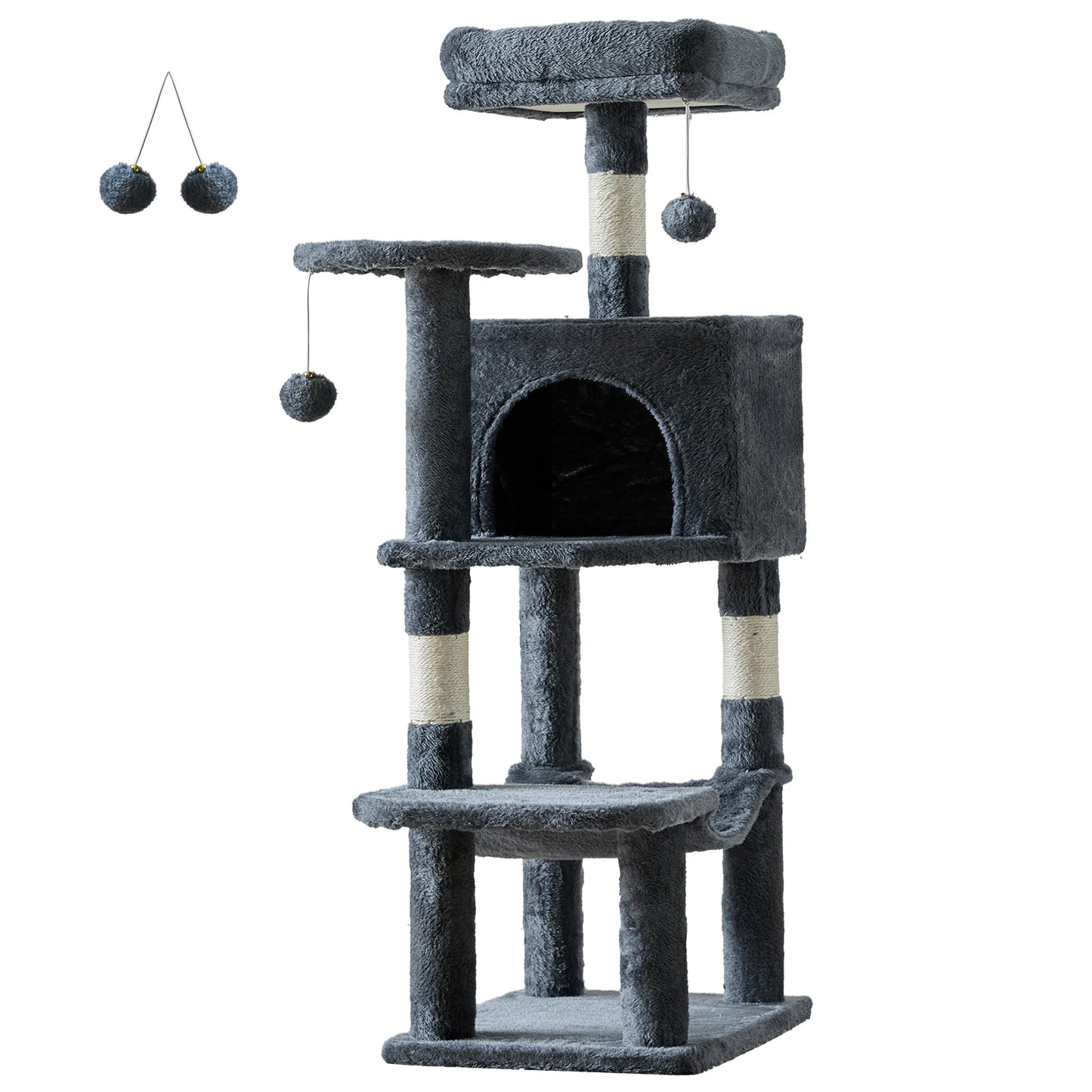 JHK 44in Cat Tree Tower for Multiple Cats with Sisal Scratching Posts