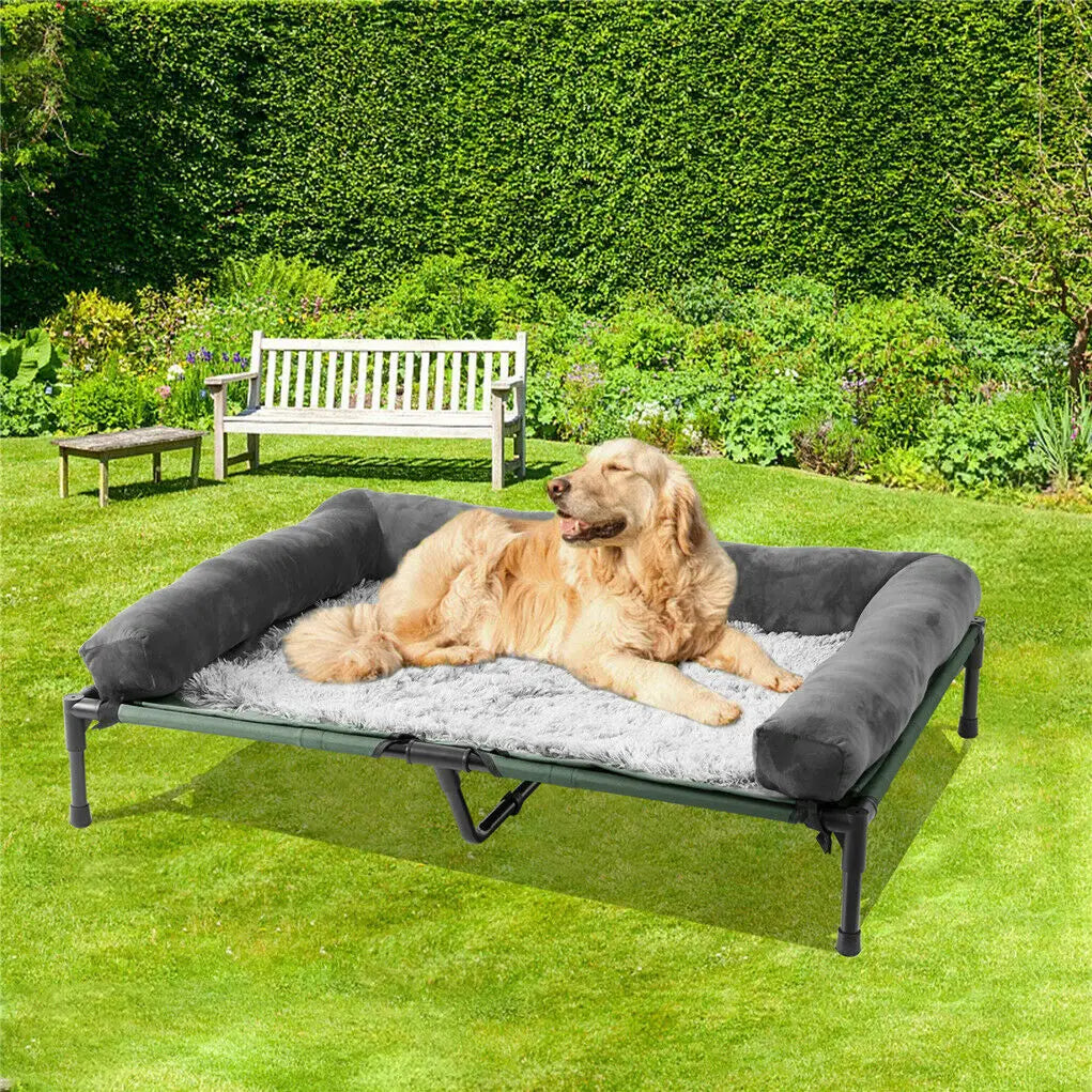 Elevated Dog Bed with Cooling Mesh & Plush Bolster Cushion