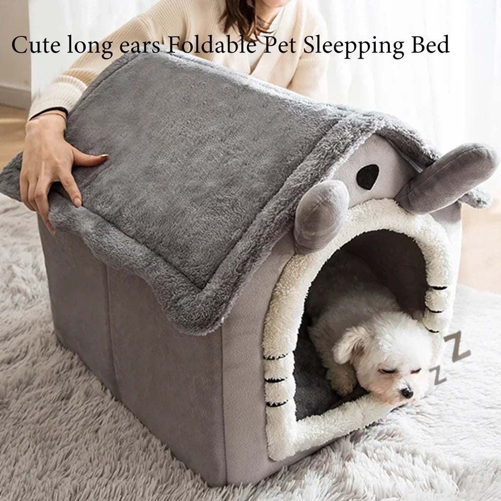 Foldable Winter Pet House with Mattress for Small & Medium Dogs and Cats
