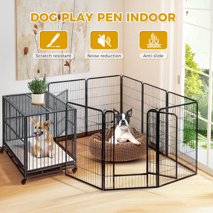 Foldable Metal Dog Playpen with Door – Indoor & Outdoor Puppy Fence