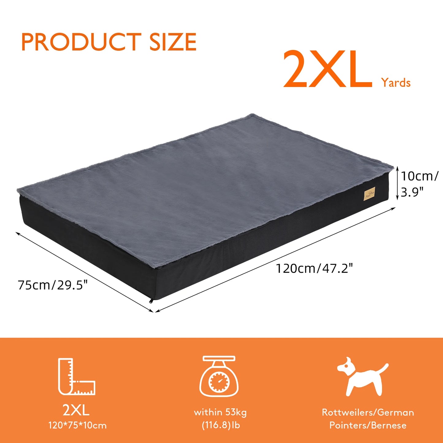 Jumbo Orthopedic Dog Bed with Memory Foam & Waterproof Cover