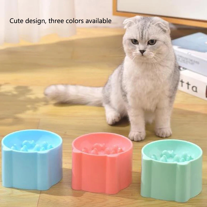 Cat Slow Feeder Bowl – Anti-Choking Neck Protection Design for Cats & Small Dogs