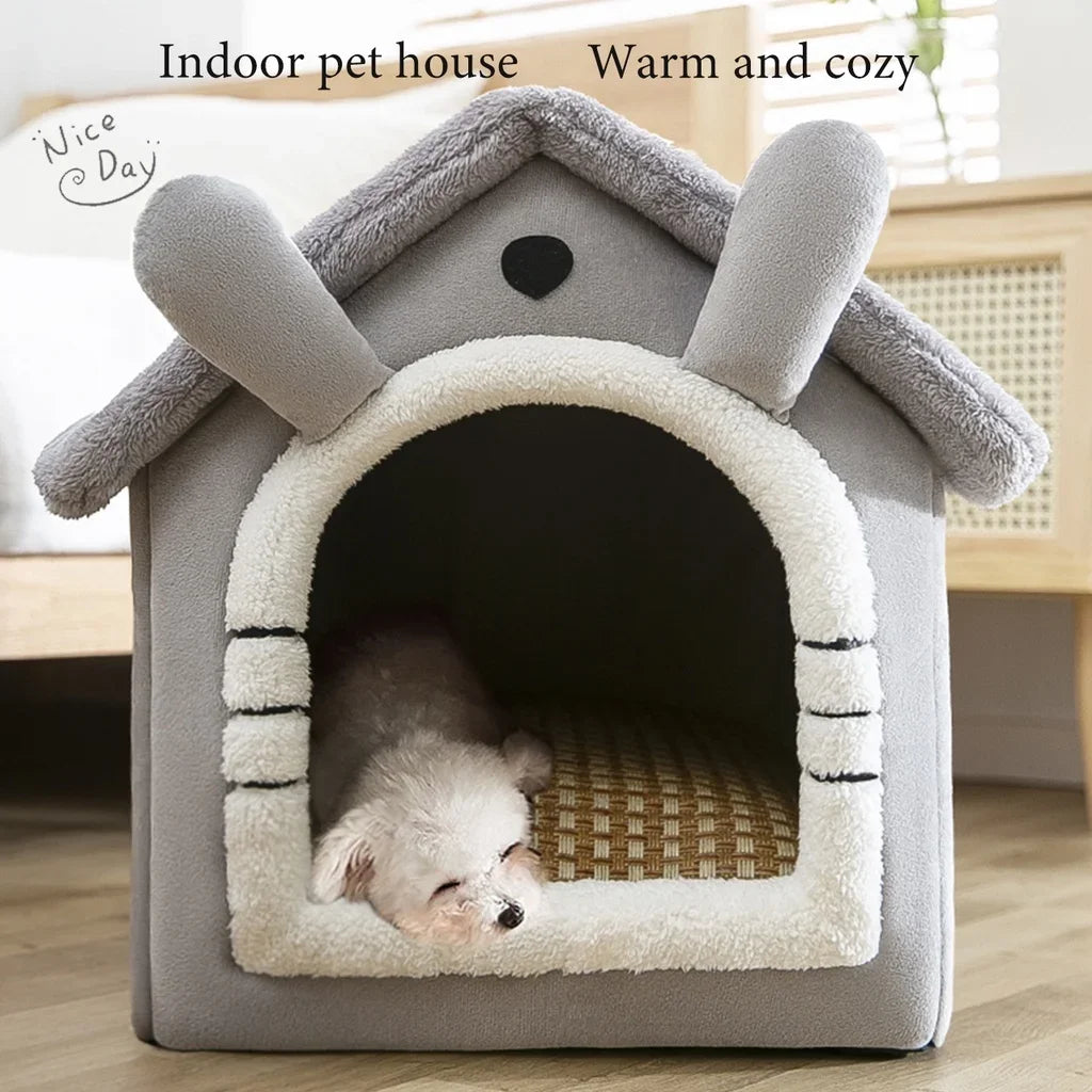 Foldable Winter Pet House with Mattress for Small & Medium Dogs and Cats