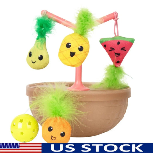Interactive Wobble Cat Toy Bowl – Catnip Toys, Plush Flingers & Jingle Ball Set