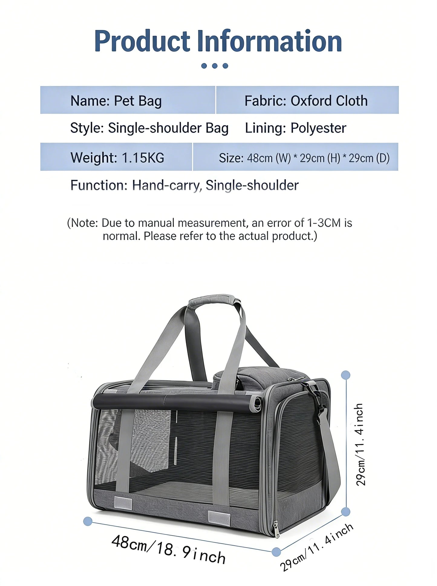Expandable Pet Travel Carrier Bag with Breathable Transparent Design