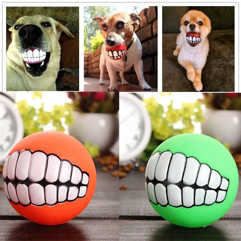 Rubber Dog Chew Toy – Squeaky Bite-Resistant Cleaning Ball for Small Dogs & Puppies