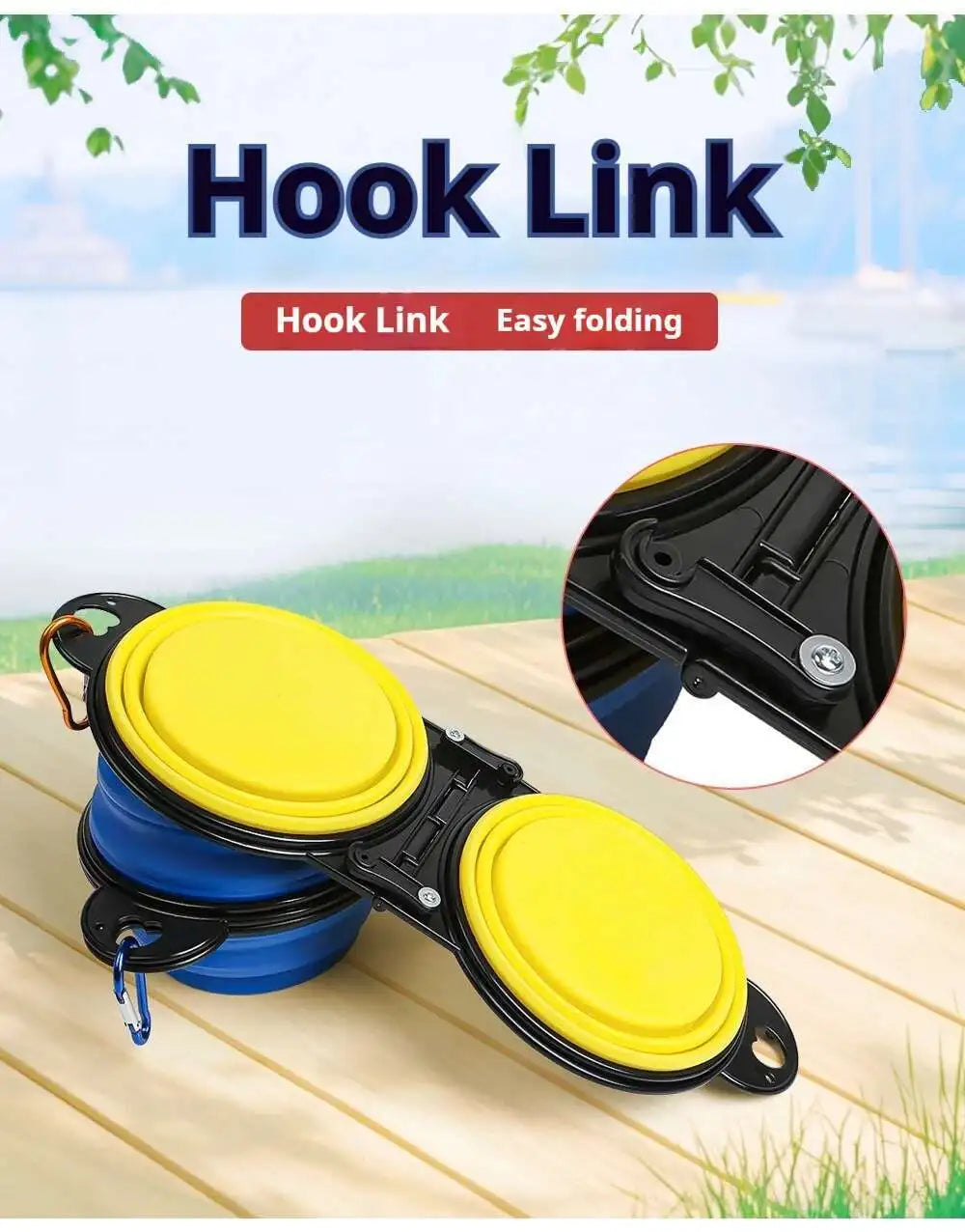 2-in-1 Collapsible Dog Travel Bowl – Double Folding Food & Water Bowl Portable Outdoor Feeder