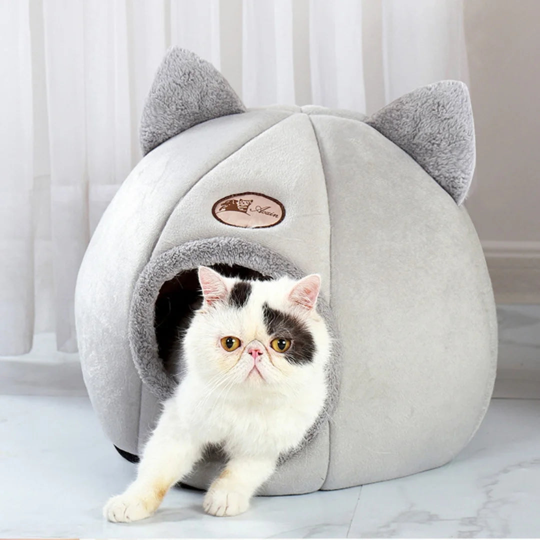 Cat Ear Pet Bed – Soft, Warm & Washable Bed for Small to Large Cats