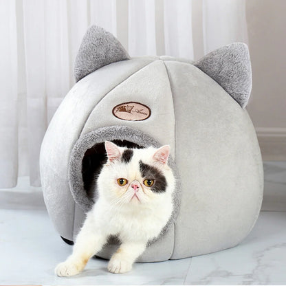 Cat Ear Pet Bed – Soft, Warm & Washable Bed for Small to Large Cats