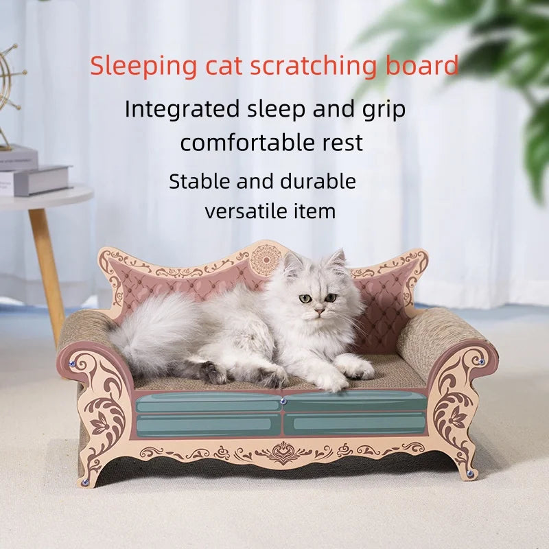 L-Shaped Cat Scratcher Bed with Built-In Lounge Nest