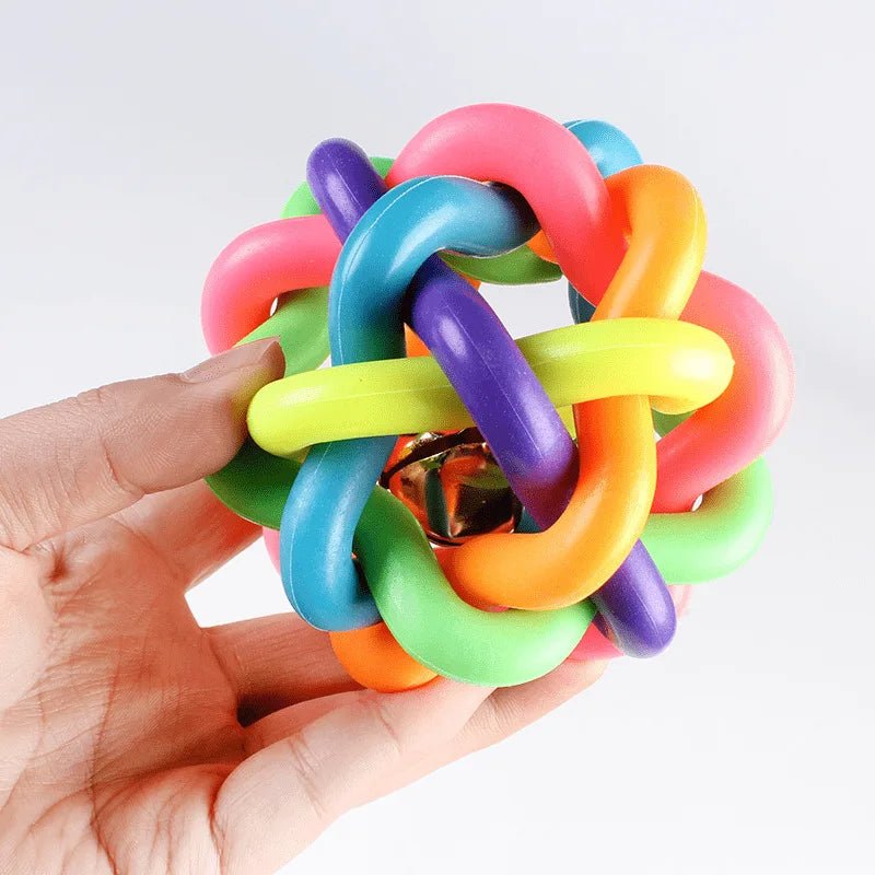 Colorful Bell Dog Ball – Bite-Resistant Rubber Fetch & Chew Toy