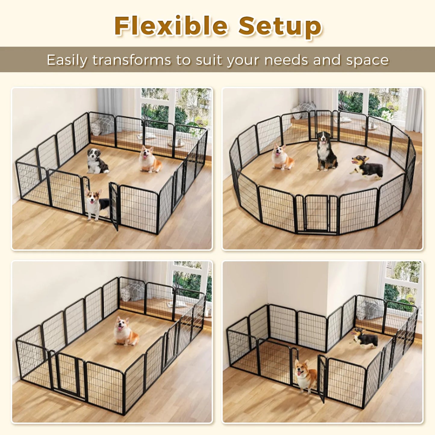 Foldable Metal Dog Playpen with Door – Indoor & Outdoor Puppy Fence