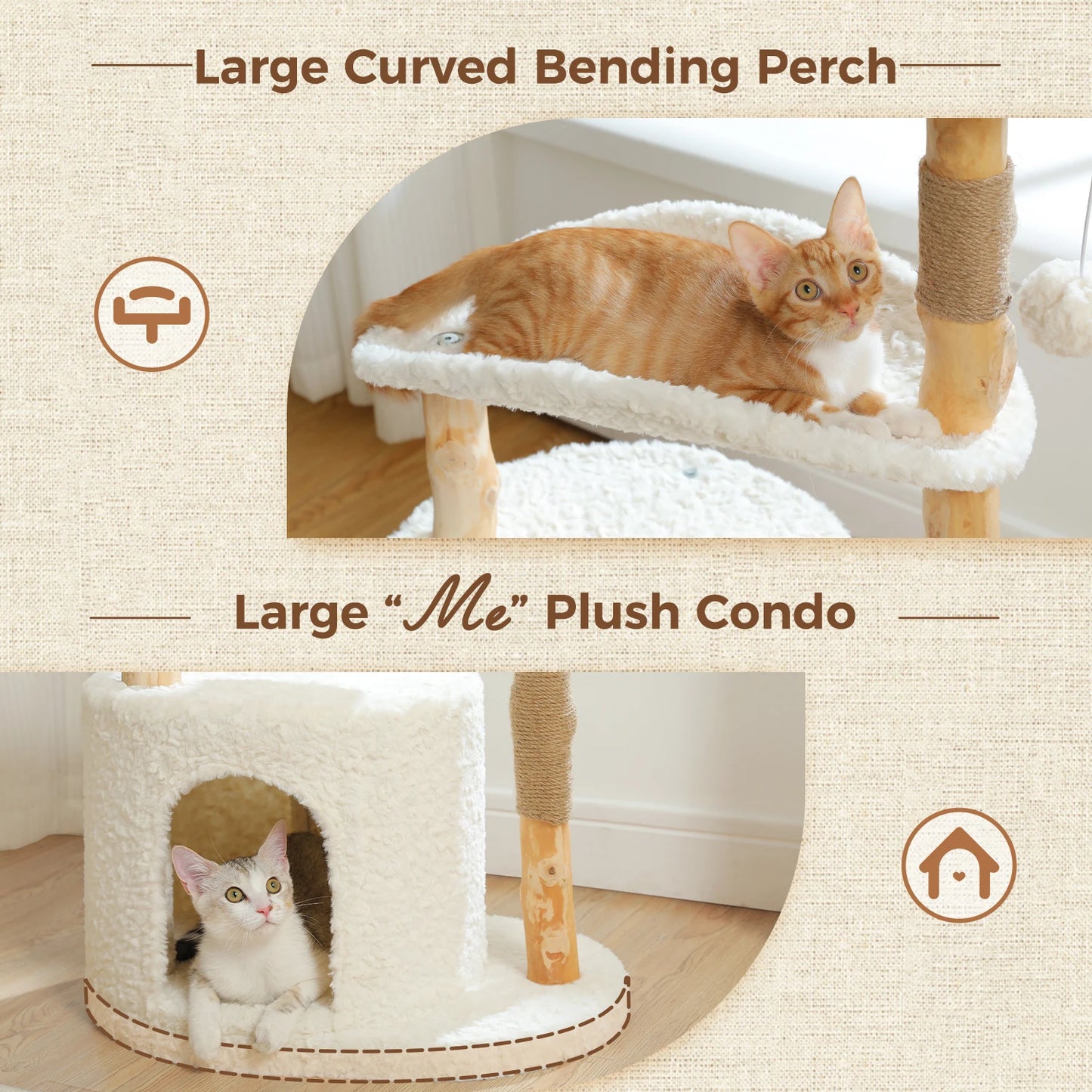 Modern Solid Wood Cat Tree – Spacious Tower with Condo, Perches & Interactive Toys