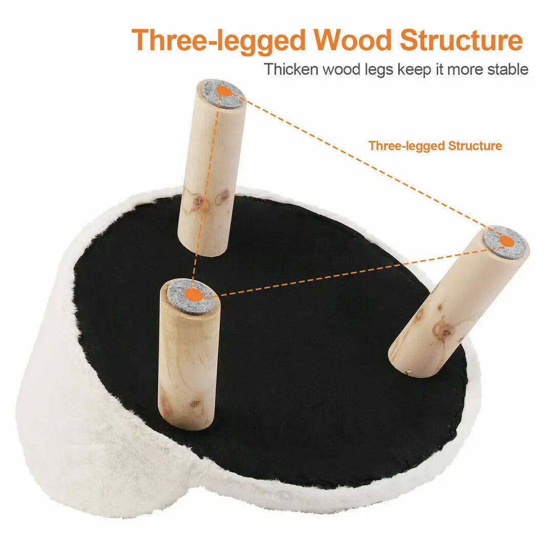 Sofá cama de lujo de peluche para gatos con cojín lavable y patas de madera