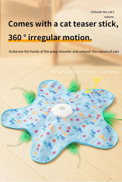 Interactive Hide & Seek Cat Toy with Motion Mouse & Feathers