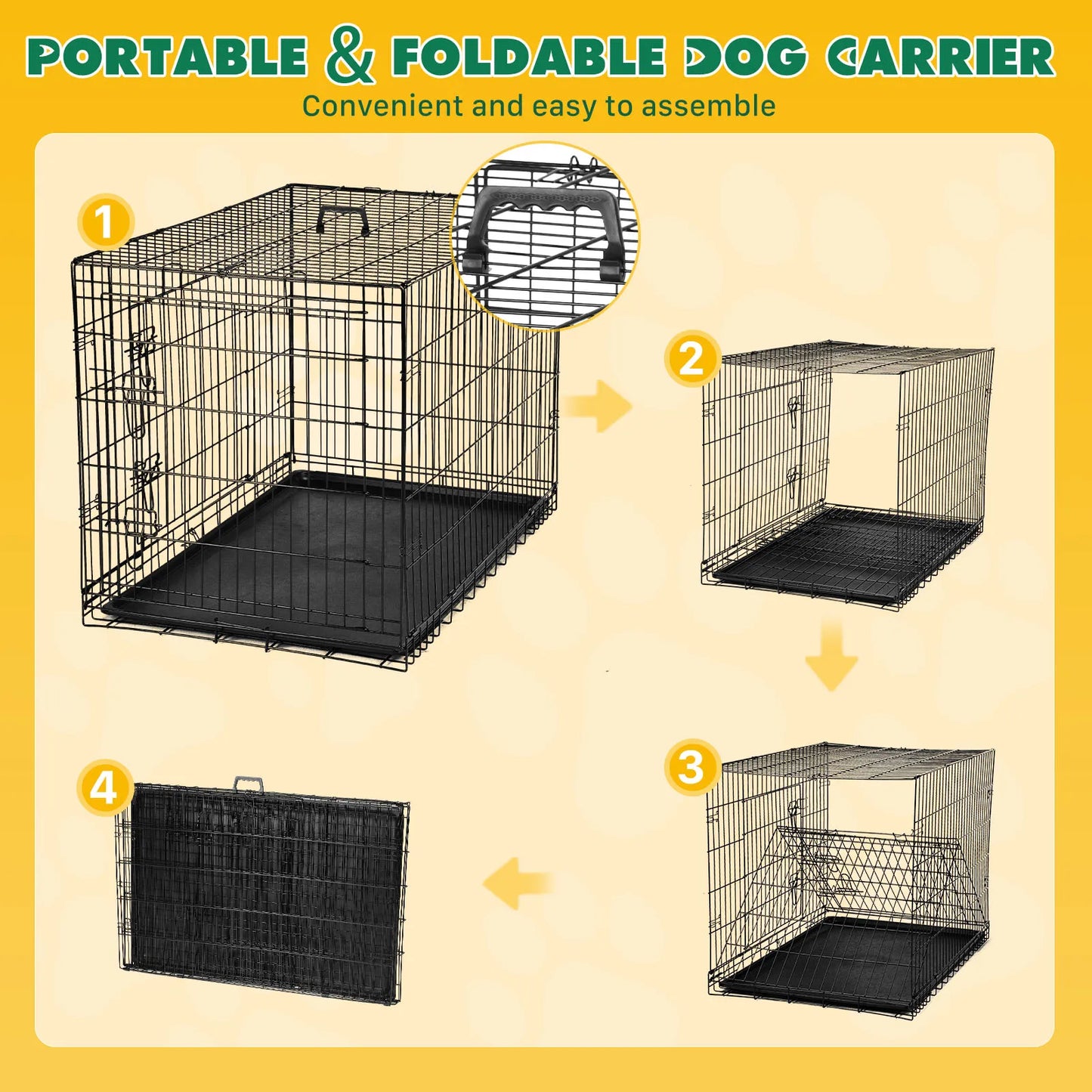 Foldable Dog Kennel with Tray – Indoor & Outdoor Use