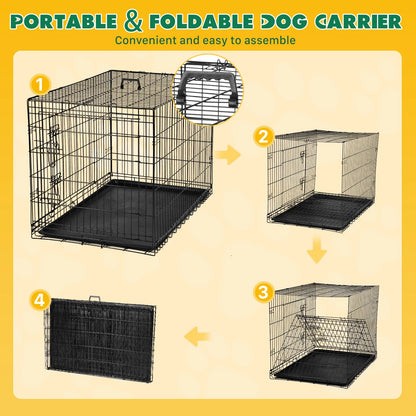 Foldable Dog Kennel with Tray – Indoor & Outdoor Use