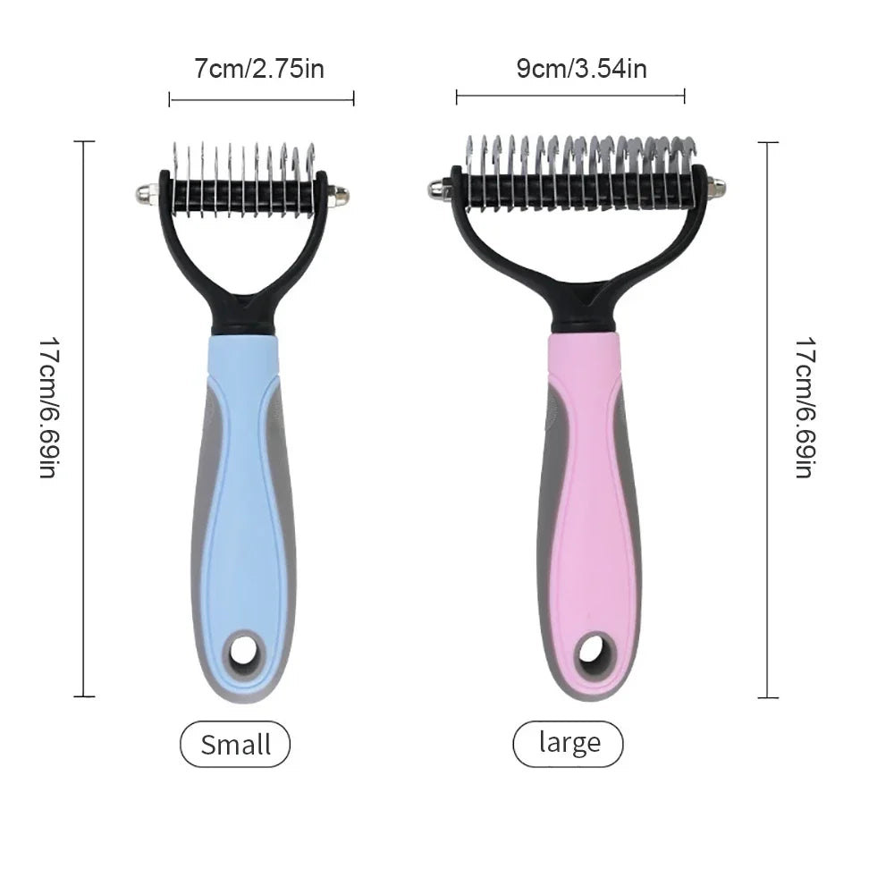 Cat Hair Removal Comb – Double-Sided Stainless Steel Grooming Brush for Cats & Dogs