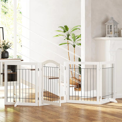 Extra Wide Dog Gate with Door – Freestanding Pet Gate