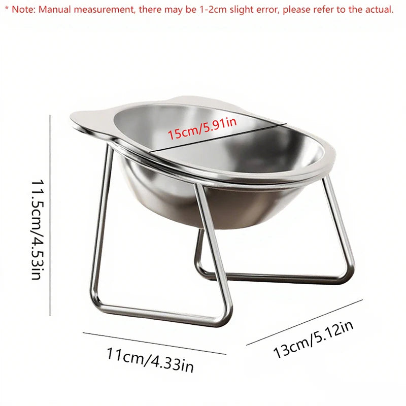 Tilted Stainless Steel Cat Bowl – Metal Stand Feeder for Food & Water (Cats & Kittens)