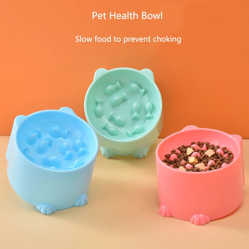 Cat Slow Feeder Bowl – Anti-Choking Neck Protection Design for Cats & Small Dogs