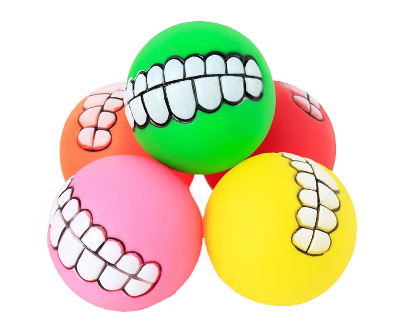 Rubber Dog Chew Toy – Squeaky Bite-Resistant Cleaning Ball for Small Dogs & Puppies