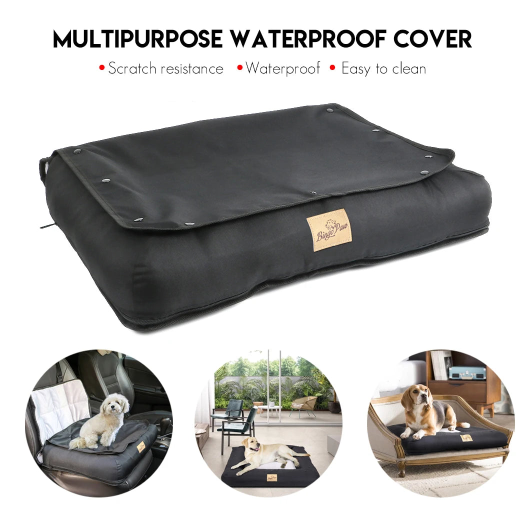 Waterproof Dog Car Seat Bed with Safety Belt & Washable Cushion