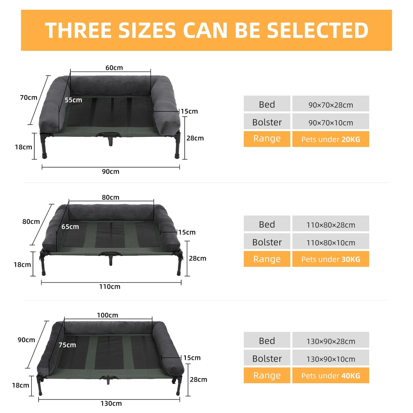 Elevated Dog Bed with Cooling Mesh & Plush Bolster Cushion