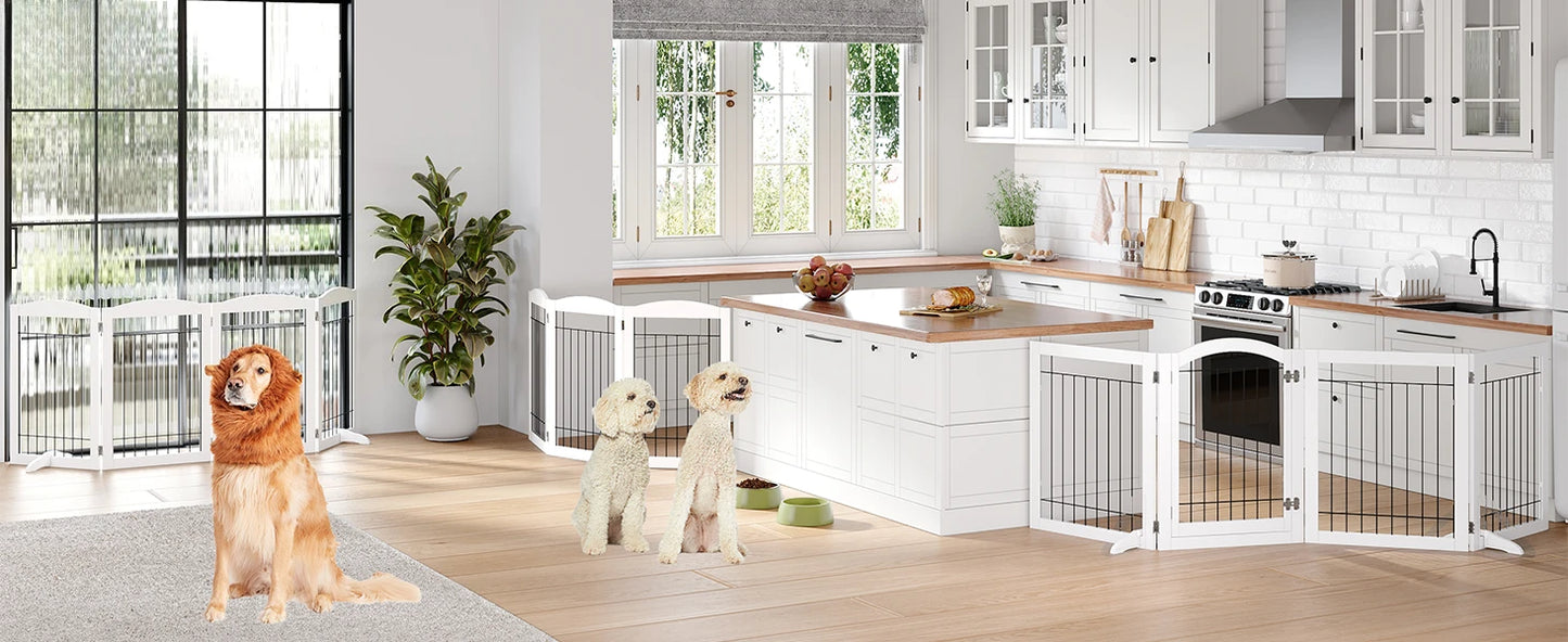 Extra Wide Dog Gate with Door – Freestanding Pet Gate