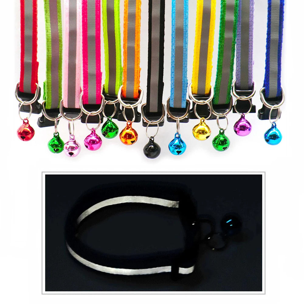 Reflective Pet Collar Set – Adjustable Collars with Bells for Cats & Small Dogs (2-Pack)