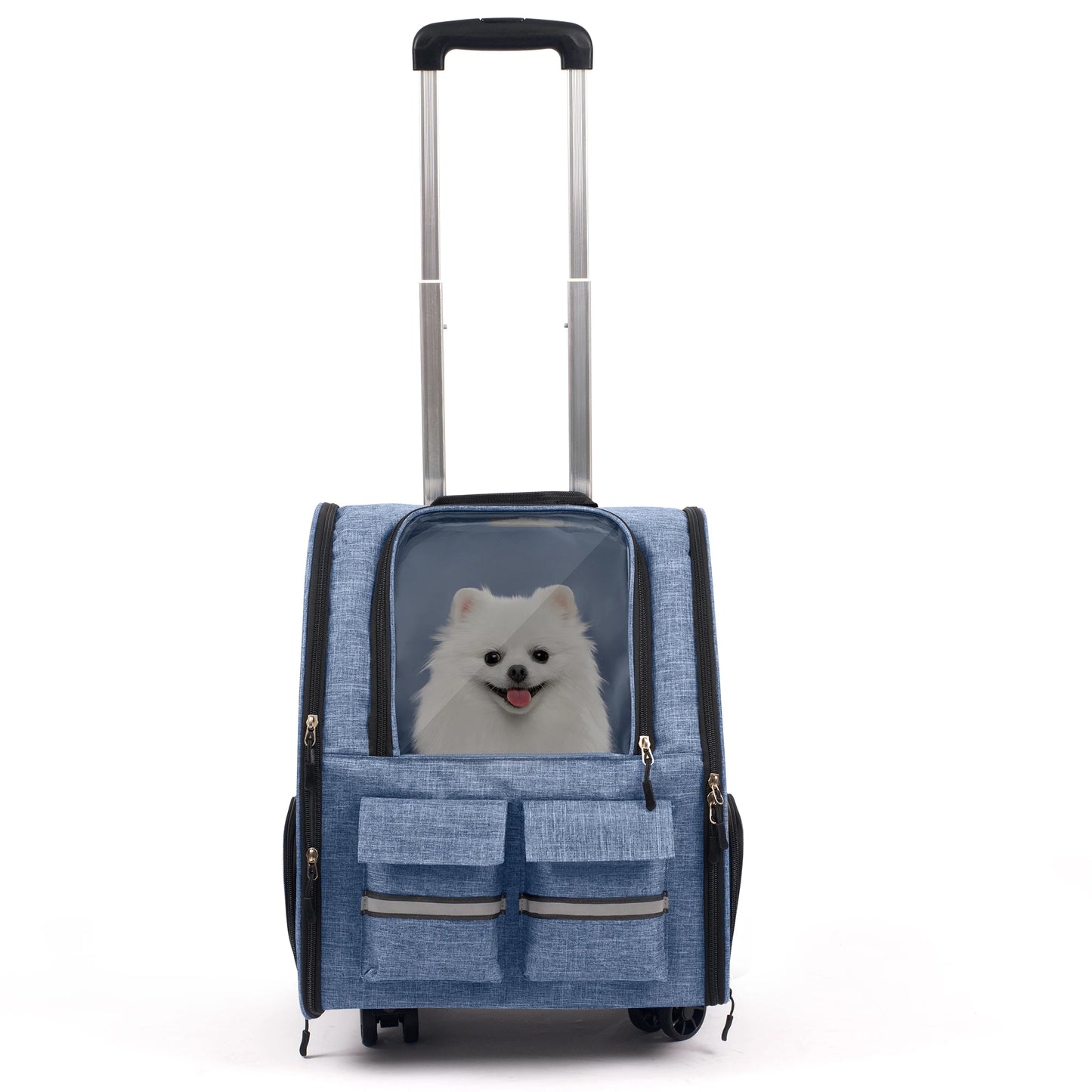 Rolling Pet Carrier Backpack – Foldable Travel Carrier with Removable Wheels