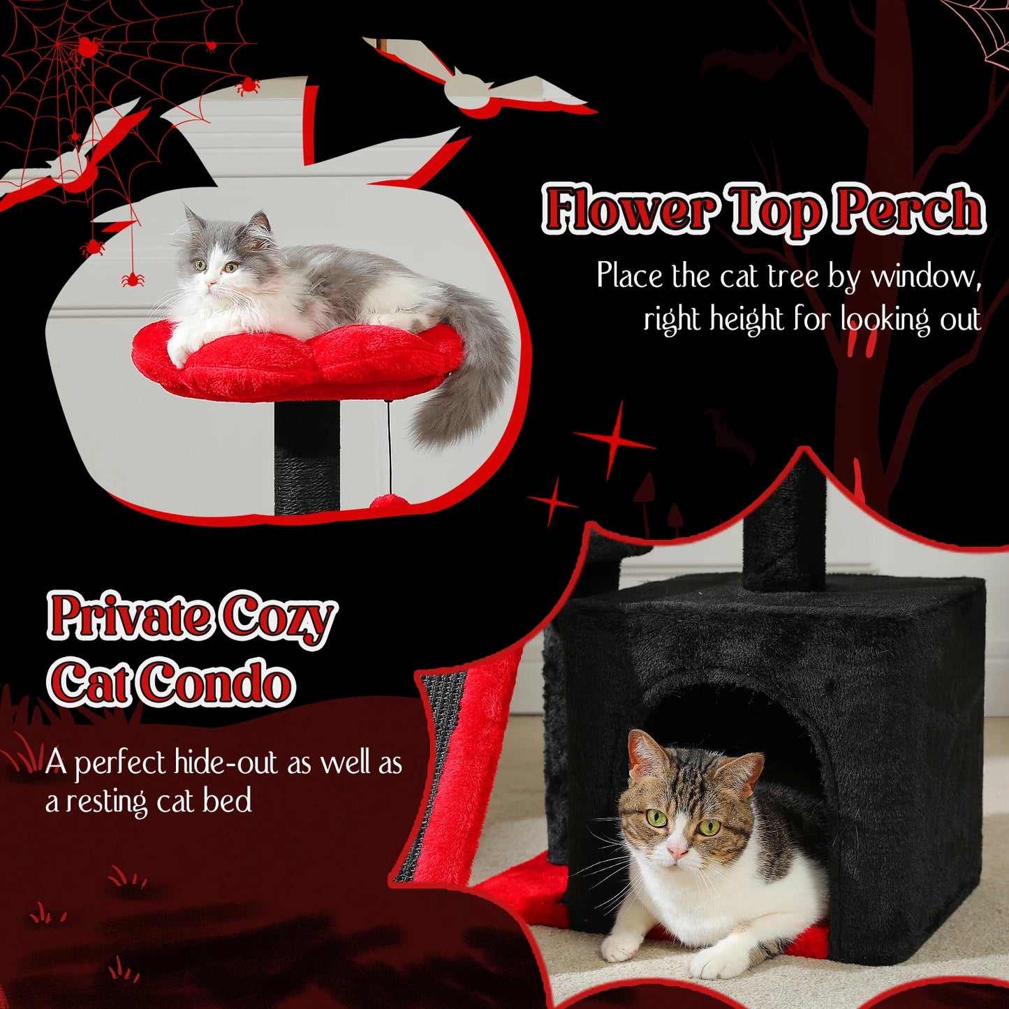 Cat Tree Tower – Cozy Condo, Wide Perch & Sisal Scratching Posts with Plush & Toy