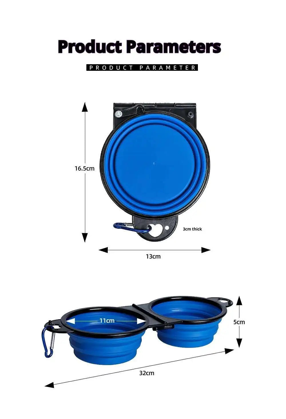 2-in-1 Collapsible Dog Travel Bowl – Double Folding Food & Water Bowl Portable Outdoor Feeder