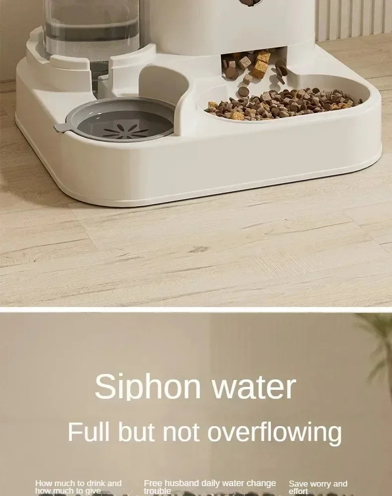 Automatic Pet Feeder Bowl – Large Capacity Food Storage with Water Fountain for Dogs & Cats