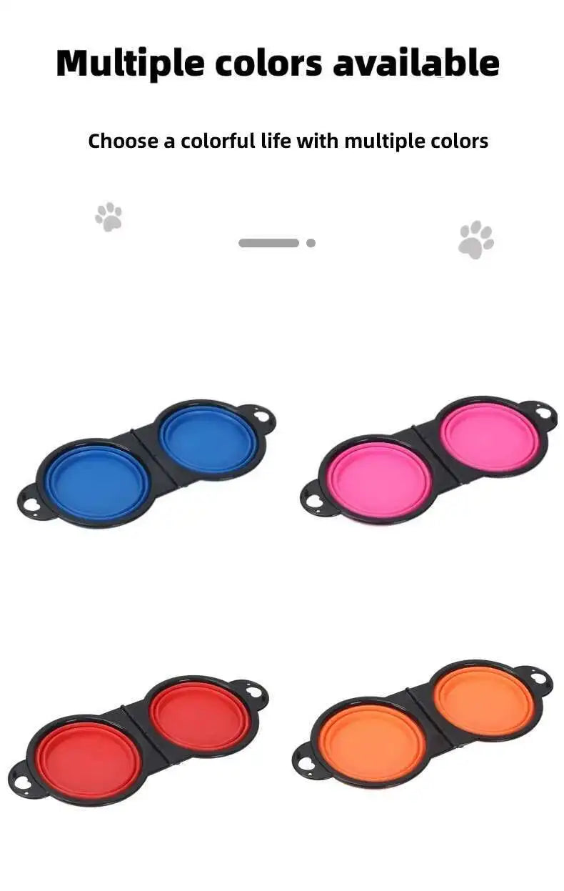 2-in-1 Collapsible Dog Travel Bowl – Double Folding Food & Water Bowl Portable Outdoor Feeder