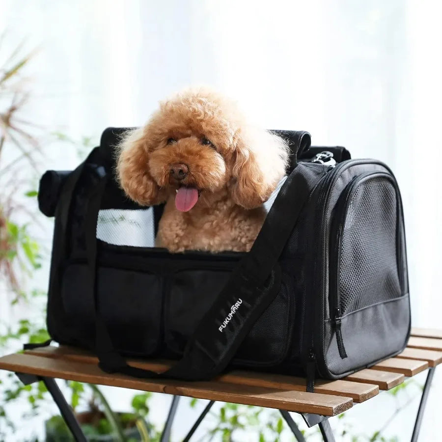 Airline Approved Pet Carrier – Travel Bag with 4 Mesh Windows & Storage Pockets