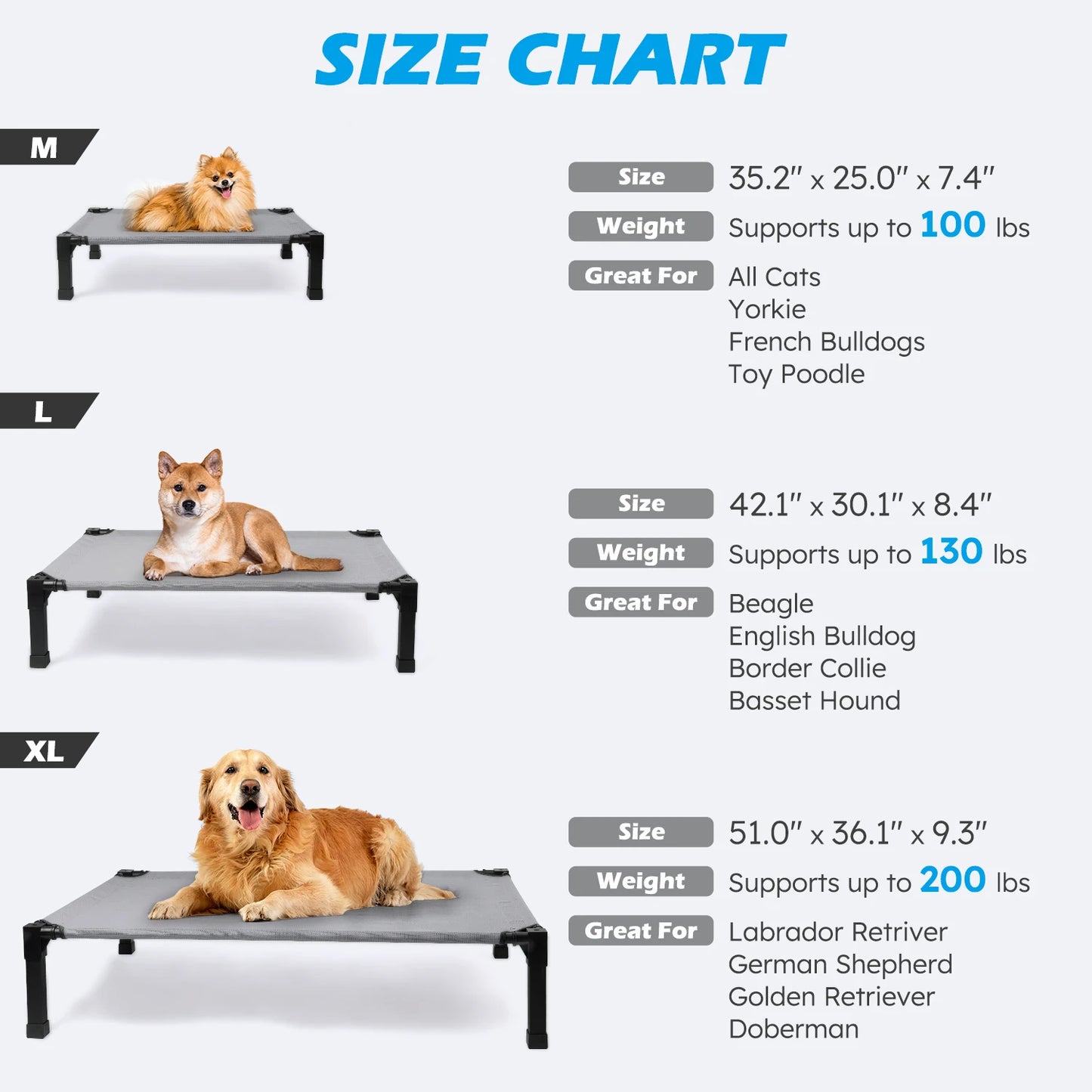 Cooling Raised Dog Bed with Chew-Proof Mesh & Metal Frame