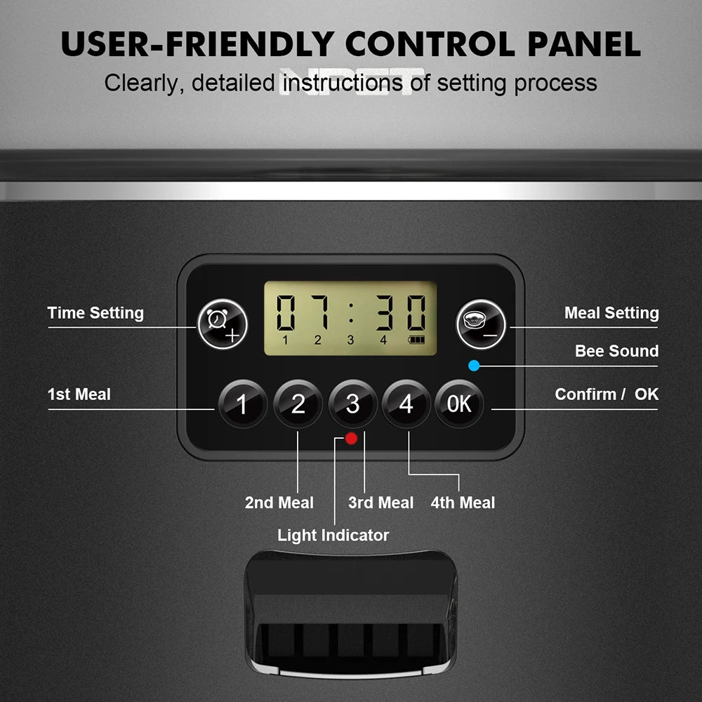 NPET 4L Smart Automatic Pet Feeder with Stainless Steel Bowl