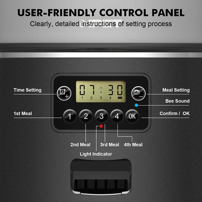 NPET 4L Smart Automatic Pet Feeder with Stainless Steel Bowl