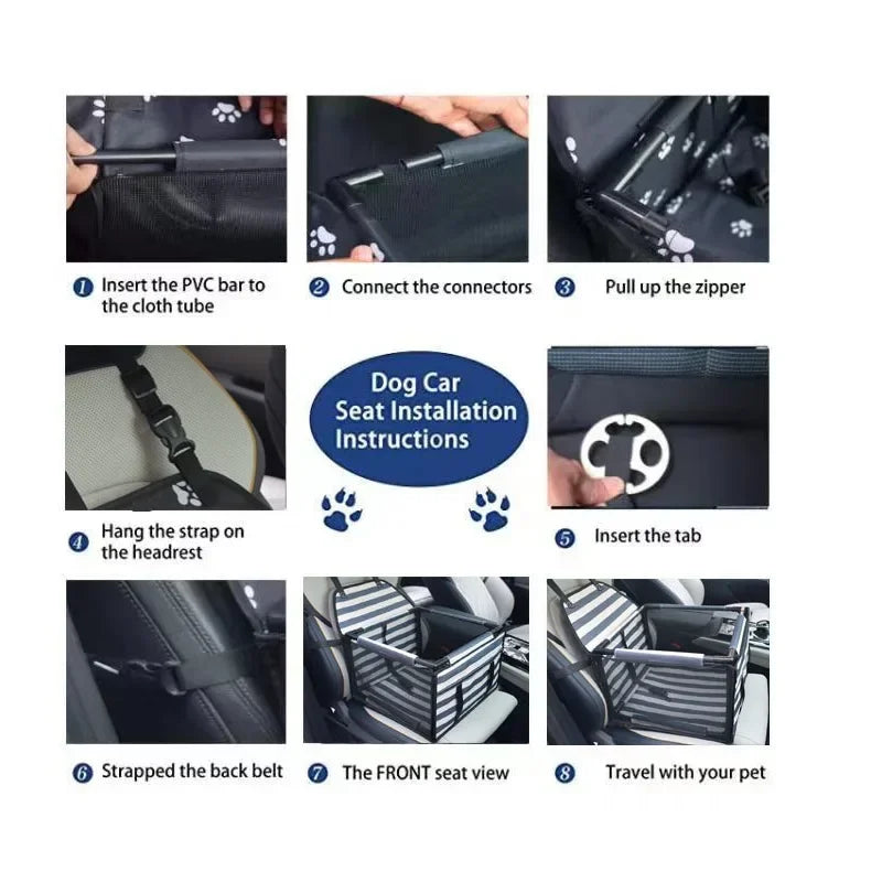 Waterproof Dog Car Seat Cover – Travel Hammock Carrier for Small & Medium Dogs
