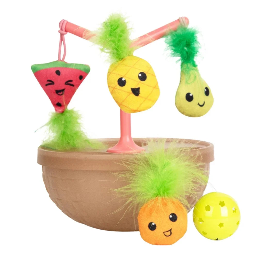 Interactive Wobble Cat Toy Bowl – Catnip Toys, Plush Flingers & Jingle Ball Set