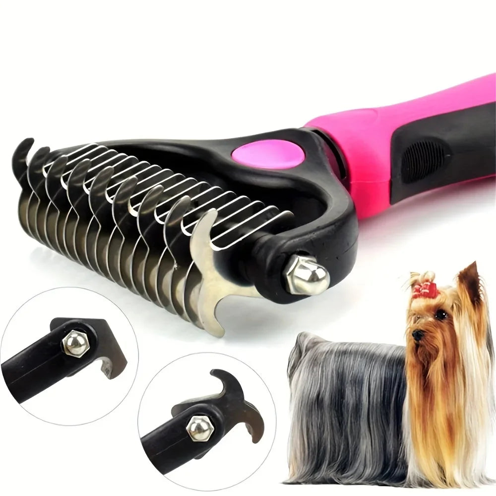 Cat Hair Removal Comb – Double-Sided Stainless Steel Grooming Brush for Cats & Dogs