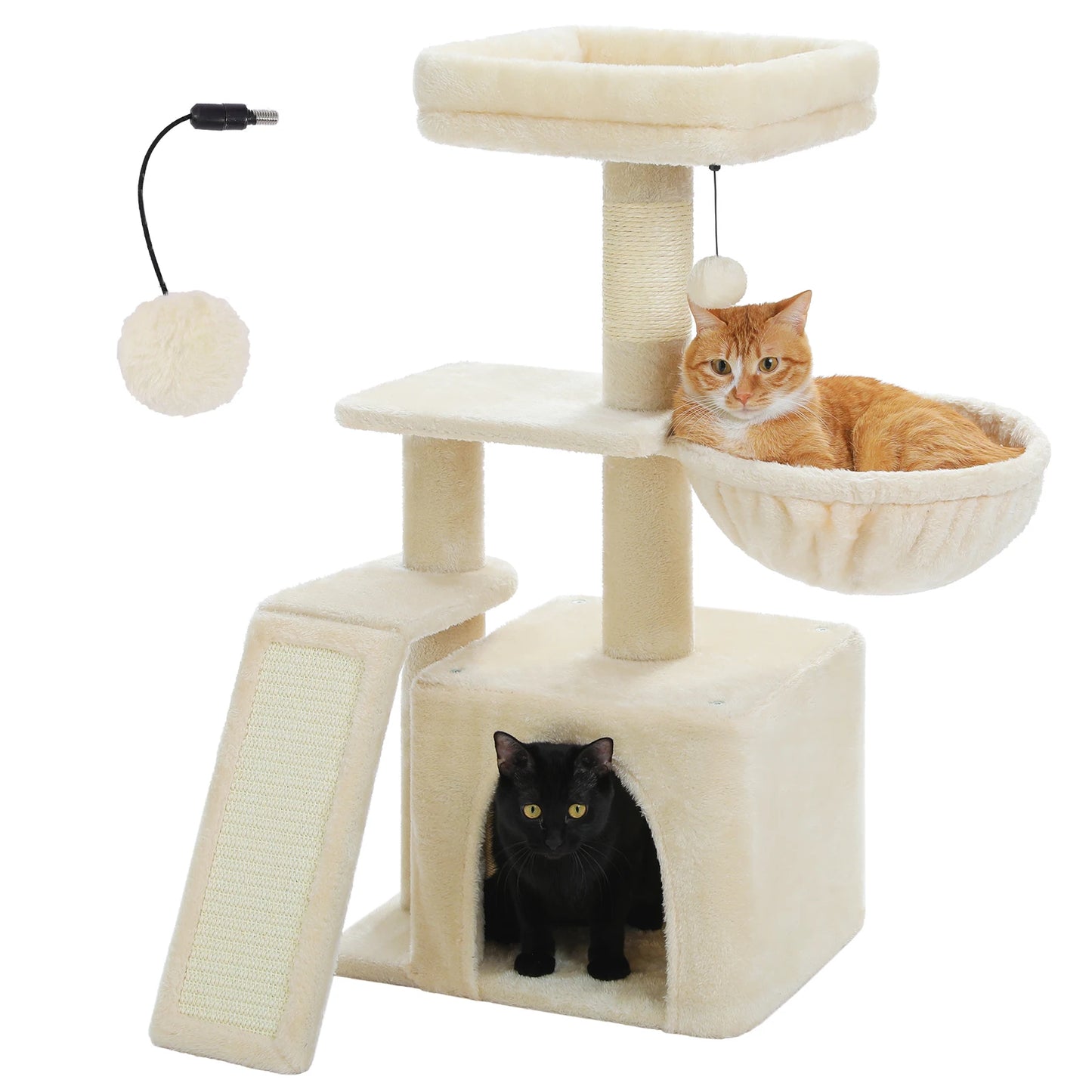 Cat Tree Tower – Cozy Condo, Wide Perch & Sisal Scratching Posts with Plush & Toy