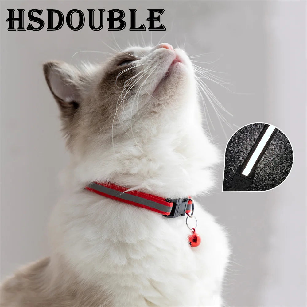 Reflective Pet Collar Set – Adjustable Collars with Bells for Cats & Small Dogs (2-Pack)