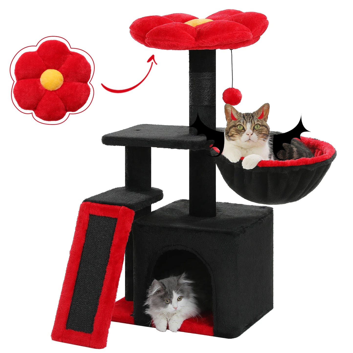 Cat Tree Tower – Cozy Condo, Wide Perch & Sisal Scratching Posts with Plush & Toy