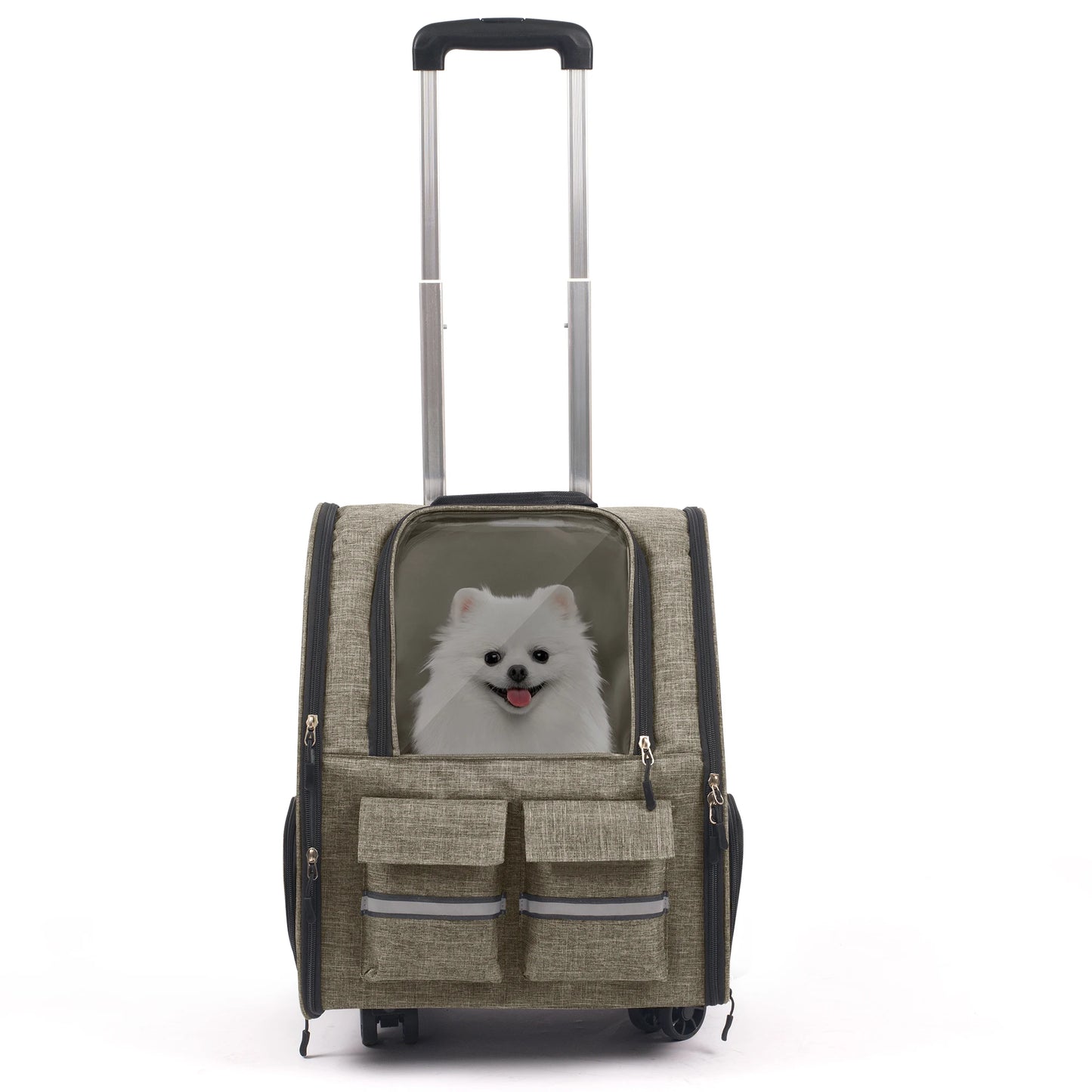 Rolling Pet Carrier Backpack – Foldable Travel Carrier with Removable Wheels