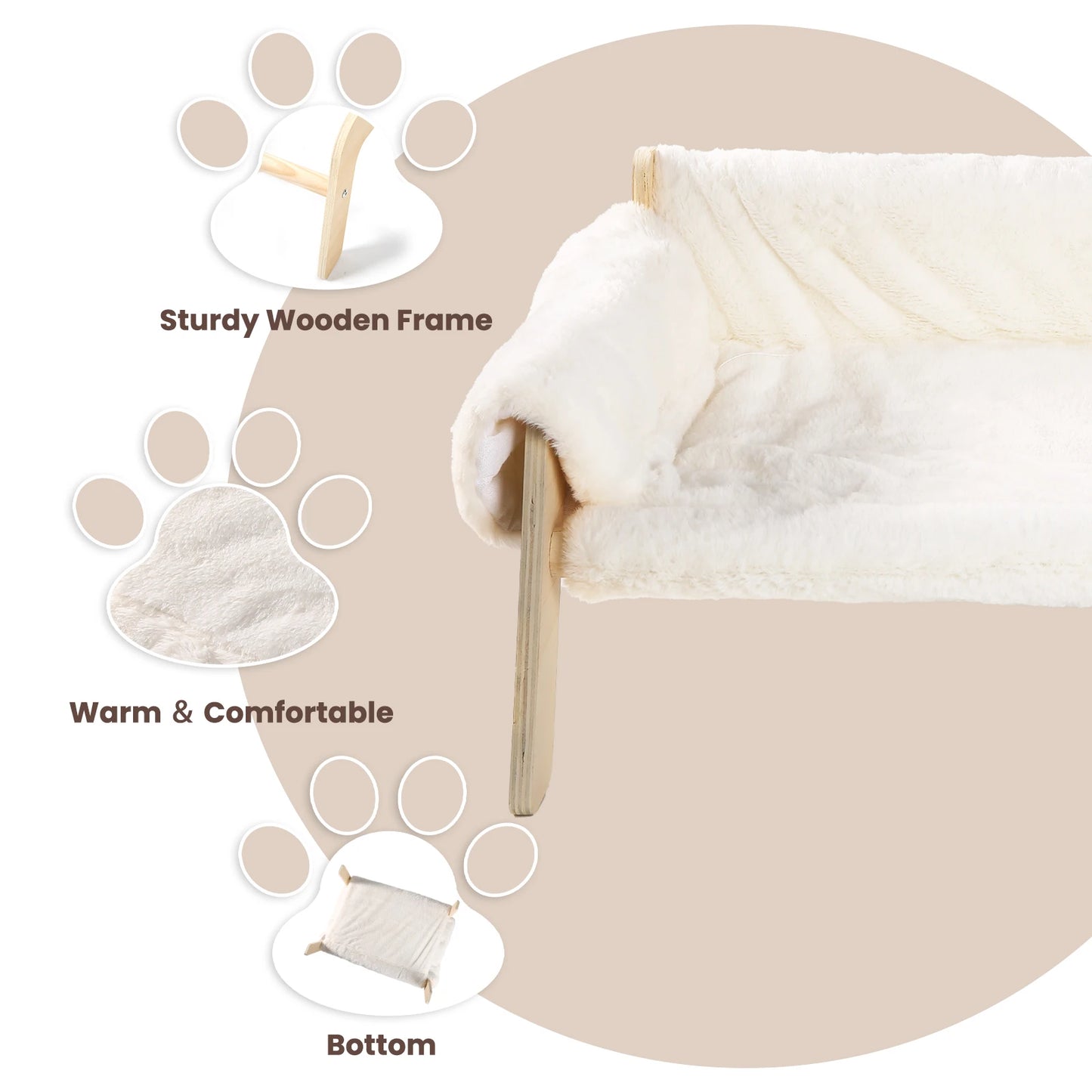Luxury Raised Cat Sofa Bed with Plush Cushion & Wooden Legs