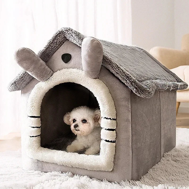 Foldable Winter Pet House with Mattress for Small & Medium Dogs and Cats